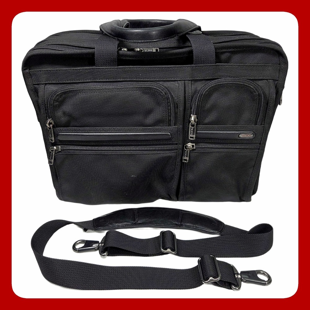 Tumi 26160D4 Black Ballistic Nylon 17in Laptop Briefcase Messenger Bag Excellent